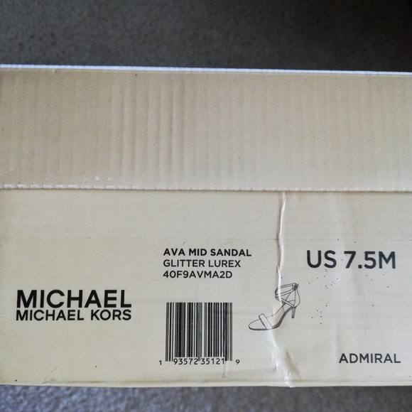 NEW Michael Kors Ava Mid Heel Sandals, Blue Glitter, 7.5 - Picture 10 of 12